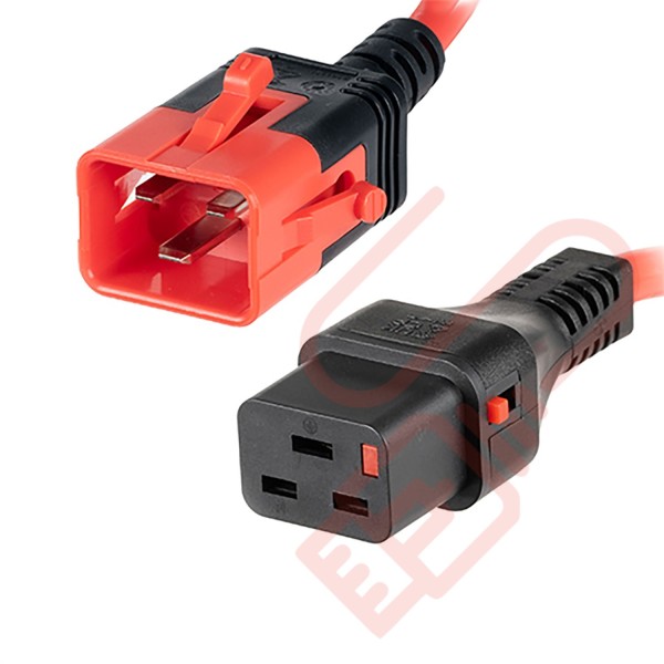 C19 to C20 Dual Locking 16A Power Cables Red
