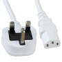 UK Mains Plug (5 Amp) to C13 High Grade 0.75mmSq PVC Power Cables White