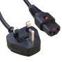 2.0 Metre Black - UK Mains Plug (5 Amp) - C13 IEC Lock 1mmSq PVC Locking Power Cables