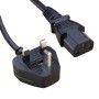 UK Mains Plug (5 Amp) to C13 High Grade 0.75mmSq PVC Power Cables Black