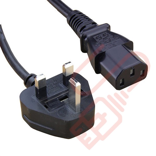 UK Mains Plug (5 Amp) to C13 LSZH 1.0mmSq Power Cables Black