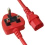 2.0 Metre UK Plug (10 Amp) - C13 High Grade PVC Power Cable Red