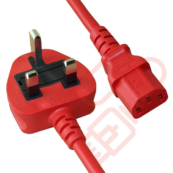 2.0 Metre UK Plug (10 Amp) - C13 High Grade PVC Power Cable Red