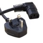 UK Plug (13 Amp) to C13 Angled Right High Grade 1mmSq PVC Power Cables Black