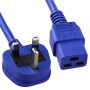 UK Plug (10 Amp) to C19 PVC Power Cable 2m Blue