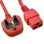 UK Plug (10 Amp) to C19 PVC Power Cable 2m Red
