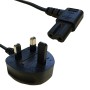 UK Plug (3 Amp) to Right Angled C7 Figure of 8 Power Cable 1.8m Black