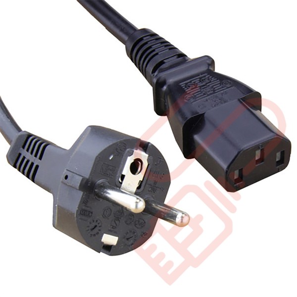 Schuko Euro Straight to IEC C13 Connector Power Cables Black