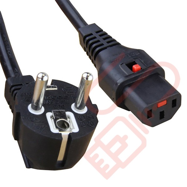 Schuko Euro Angled Right to C13 Locking Power Cables Black