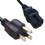 2.0 Metre USA Plug 3 Pin to IEC C15 HOT Connector 18AWG Power Cables Black
