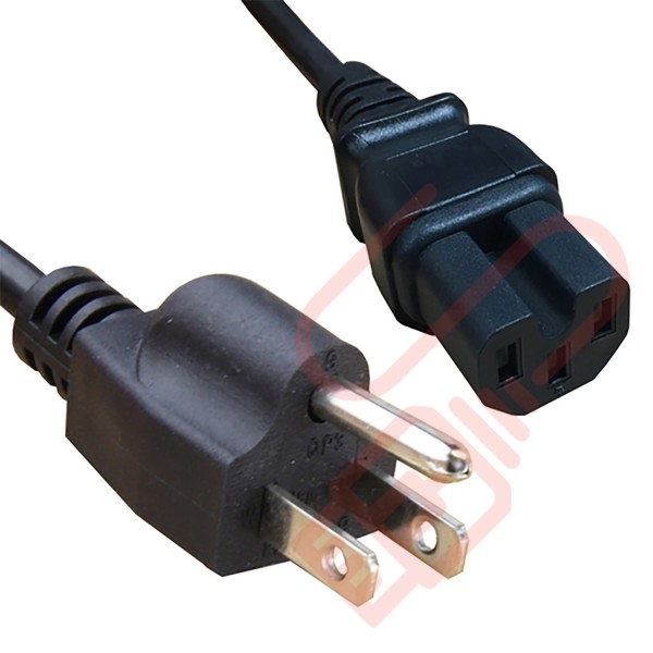 2.0 Metre USA Plug 3 Pin to IEC C15 HOT Connector 18AWG Power Cables Black