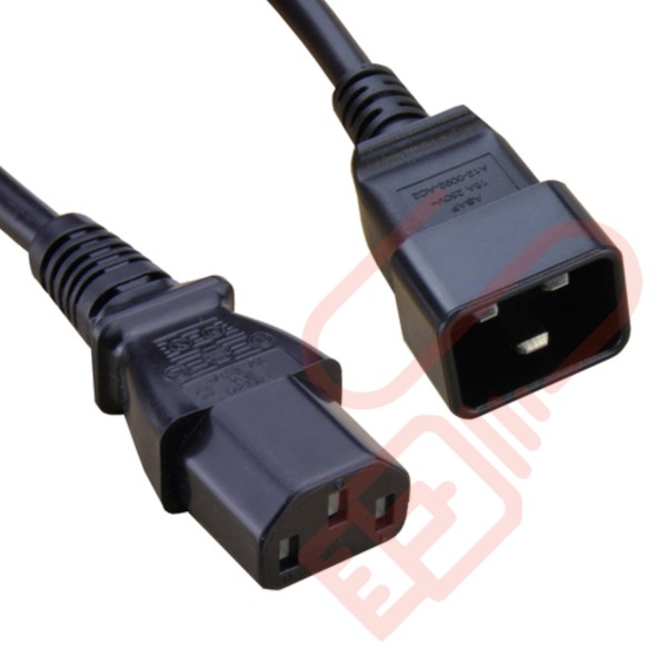 C13 to C20 High Grade H05VV-F 16A Power Cables Black