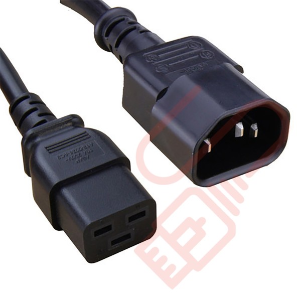 C14 to C19 High Grade H05VV-F 16A Power Cables Black