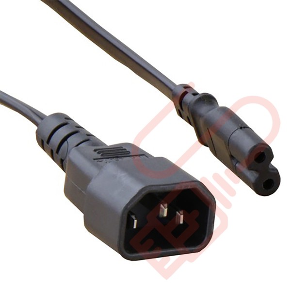 C7 Figure of 8 to C14 High Grade H05VV-F Power Cable Black