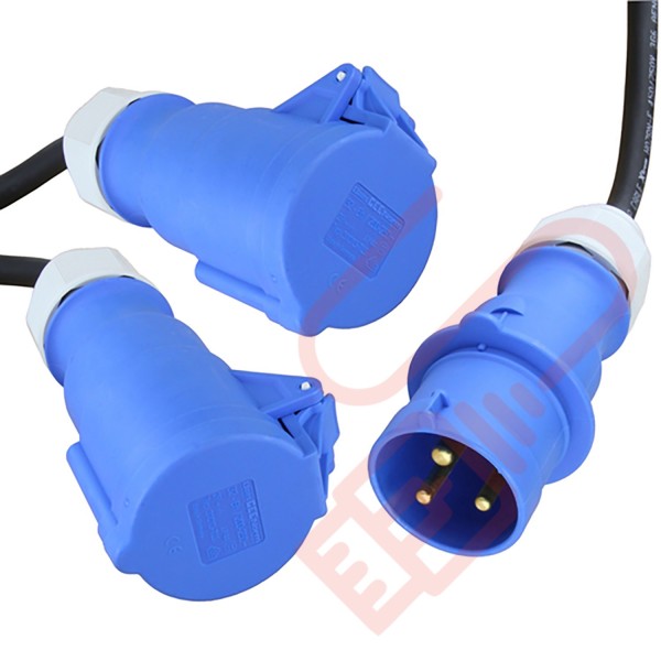 32Amp Splitter IEC309 Commando Male Plug to 2x Commando Female Sockets Splitter Power Cable