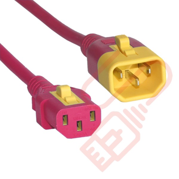 C13 to C14 'V-Lock' Power Cable Red