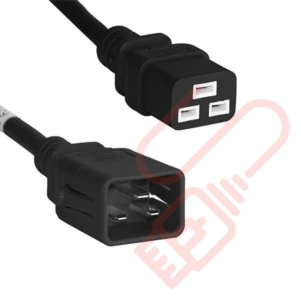 C19 to C20 'P-Lock' Power Cable Black