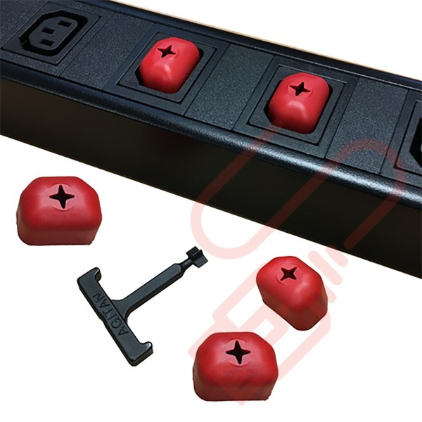 C13 Shield Outlet Cover in Red 10 Pack with Removal Tool