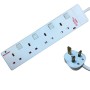 4 Way Individually Switched and Surge Protected Extension Lead White