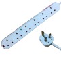 White - 6 Way Socket Gang Block Surge and Spike Protected Extension Lead