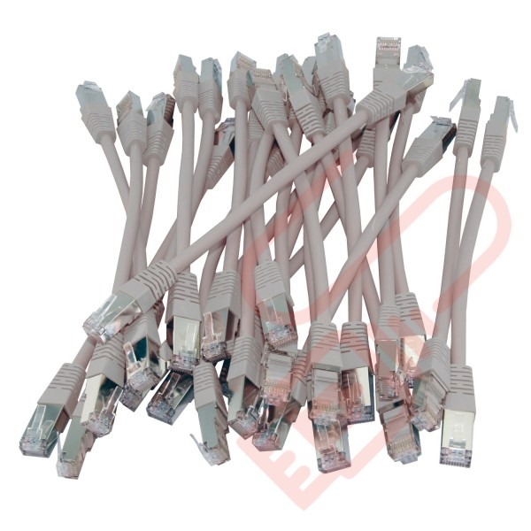 20cm (8-inch) 24 Pack in Grey - Cat6a S/FTP Premium Grade LSZH Patch Cables for 2U Patching