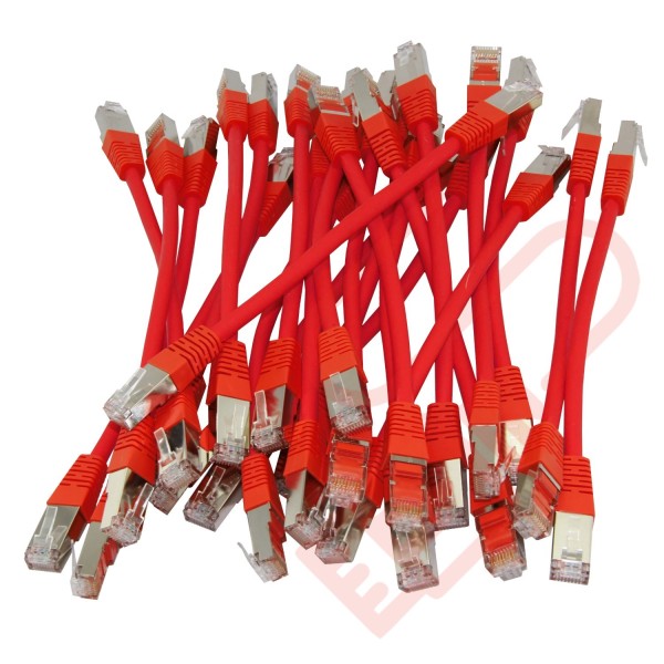 20cm (8-inch) 24 Pack in Red - Cat6a S/FTP Premium Grade LSZH Patch Cables for 2U Patching