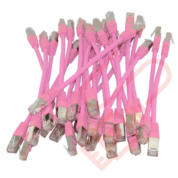 20cm Cat6a S/FTP LSZH Snagless Boot Patch Cables 24 Pack Pink
