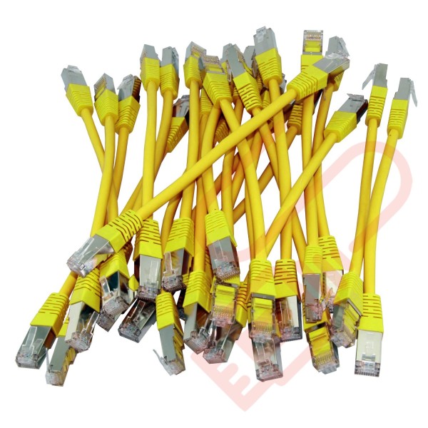 20cm (8-inch) 24 Pack in Yellow - Cat6a S/FTP Premium Grade LSZH Patch Cables for 2U Patching