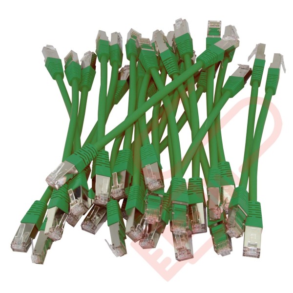 20cm (8-inch) 24 Pack in Green - Cat6a S/FTP Premium Grade LSZH Patch Cables for 2U Patching
