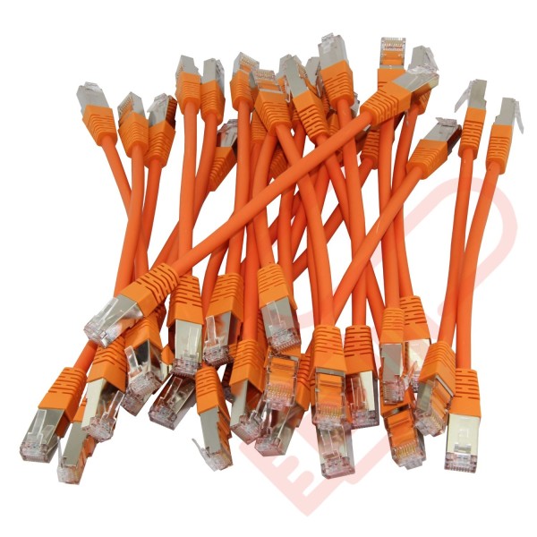20cm (8-inch) 24 Pack in Orange - Cat6a S/FTP Premium Grade LSZH Patch Cables for 2U Patching