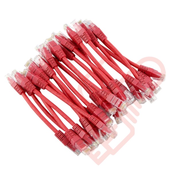 24 Pack of 20cm (8-inch) in Red - Cat6 High Grade 250MHz 24AWG LSZH Patch Cables for 2U Patching
