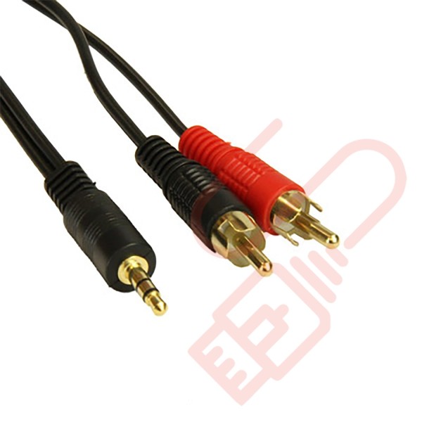 3.5mm Stereo to 2x RCA Audio Cable Black