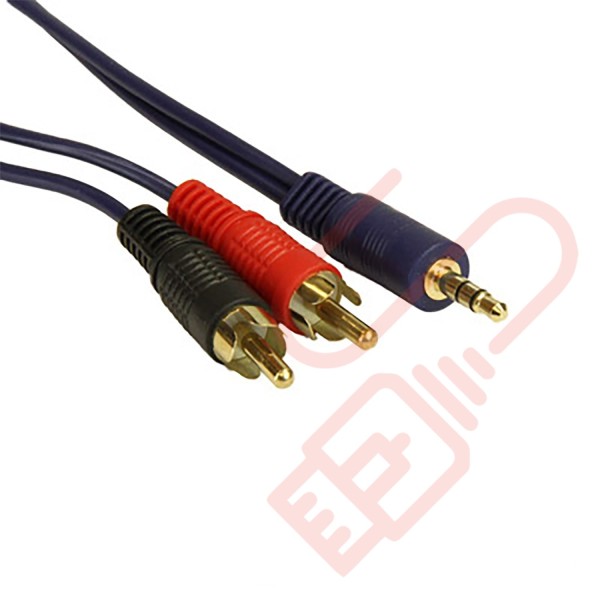 3.5mm Stereo Male to 2 RCA Audio Cables Dark Blue