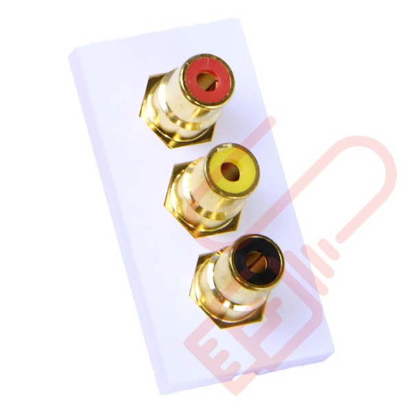 3x RCA Moduler Coupler, Red, Yellow & Black