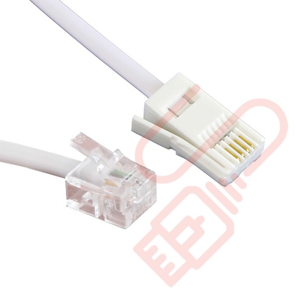 BT to RJ11 4 Wire Crossover Cable White