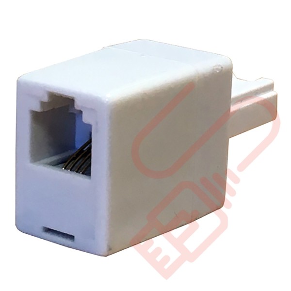 BT Male to RJ11 Female 4 Wire Straight Through Socket Phone Adapter White