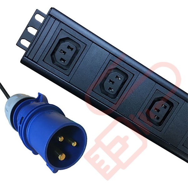 Vertical C13 Socket to 16 Amp Plug with 3 Metre Trailing Cable Rack PDU
