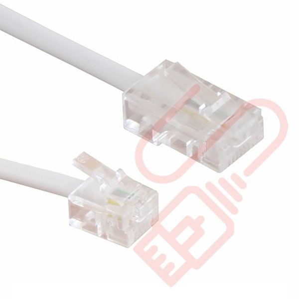 RJ11 to RJ45 Cable 4 Core Straight Through Modem Lead White