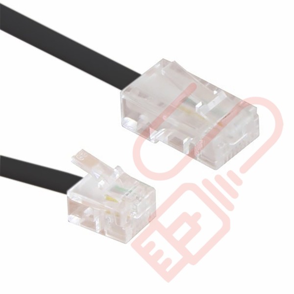 RJ11 to RJ45 Cable 4 Core Straight Through Modem Lead Black
