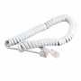 White RJ10 4P4C Connectors Coiled Telephone Cord