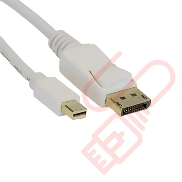 Mini Display Port Male to Display Port Male White