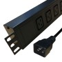 6 Way IEC (C19) Socket Horizontal PDU with IEC (C20) Plug
