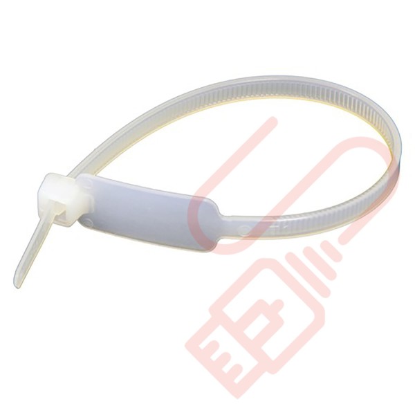 Neutral marker cable ties 4.8 x 190mm with vertical tag for cable identification