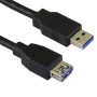 USB 3.0 A Male to A Female Superspeed Data Cable Black
