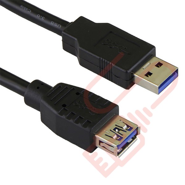 USB 3.0 A Male to A Female Superspeed Data Cable Black