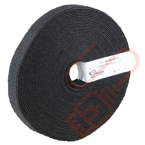 10 Metre Black 3P Eco Scratch Velcro Reel Hook & Loop - ECOS-DB-10