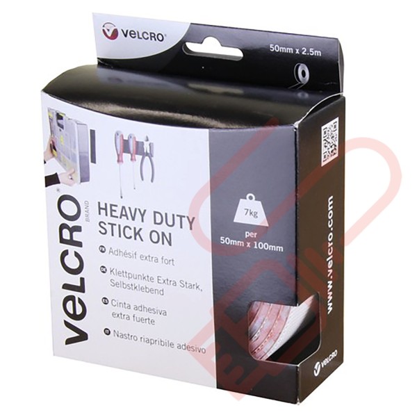 Velcro Heavy Duty Stick On Tape 50mm x 2.5mtr White