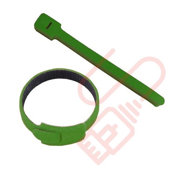 Green Hook & Loop Velcro Cable Ties 20 Pack