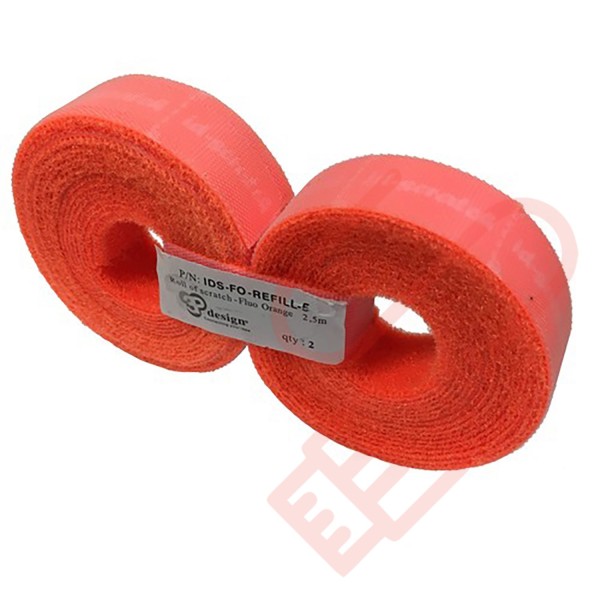 5.0 Metre Fluo Orange 3P ID Scratch Refill 2x 2.5m Hook & Loop - IDS-FO-REFILL-5