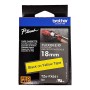 TZEFX-641 Brother 18mm Wide Tape Black On Yellow Flexible ID Laminated